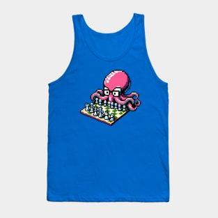 Pixel Chess Octopus: Retro 8-Bit Board Game Art Tank Top